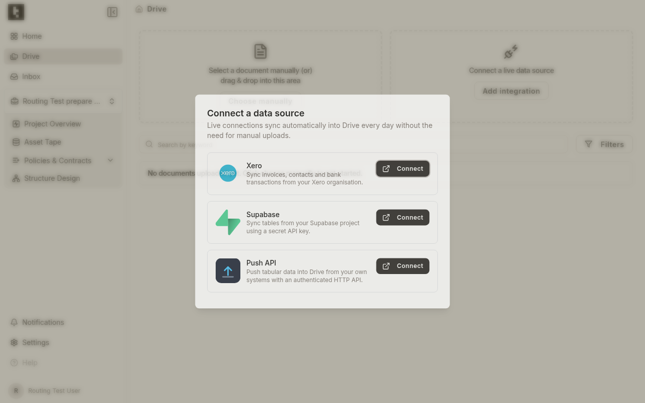 The provider list: Xero, Supabase and Push API
